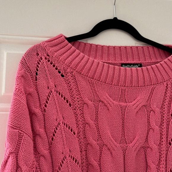 PrettyGuide Pink Cableknit Sweater size M - Picture 2 of 6
